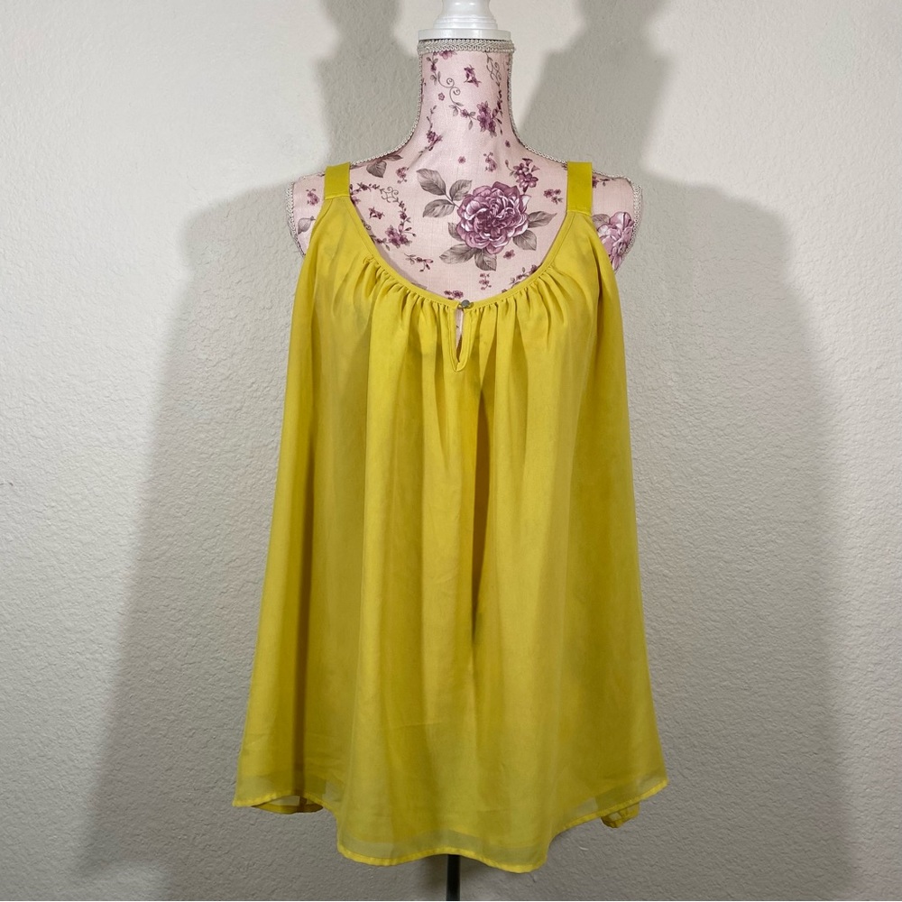 Lane Bryant sz:18/20 Yellow Cami Tank Blouse Keyhole Front